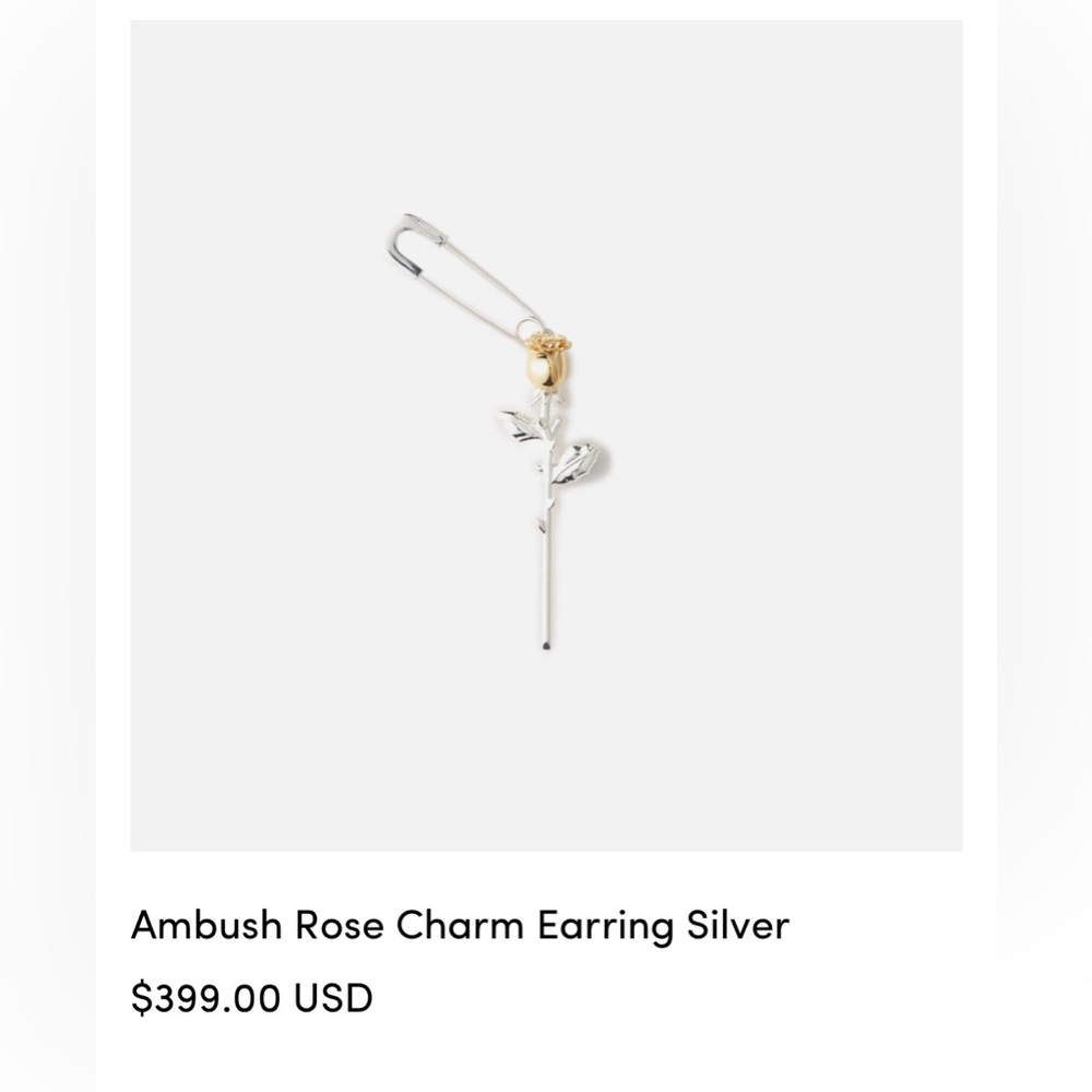 Ambush Rose Charm Earring Silver